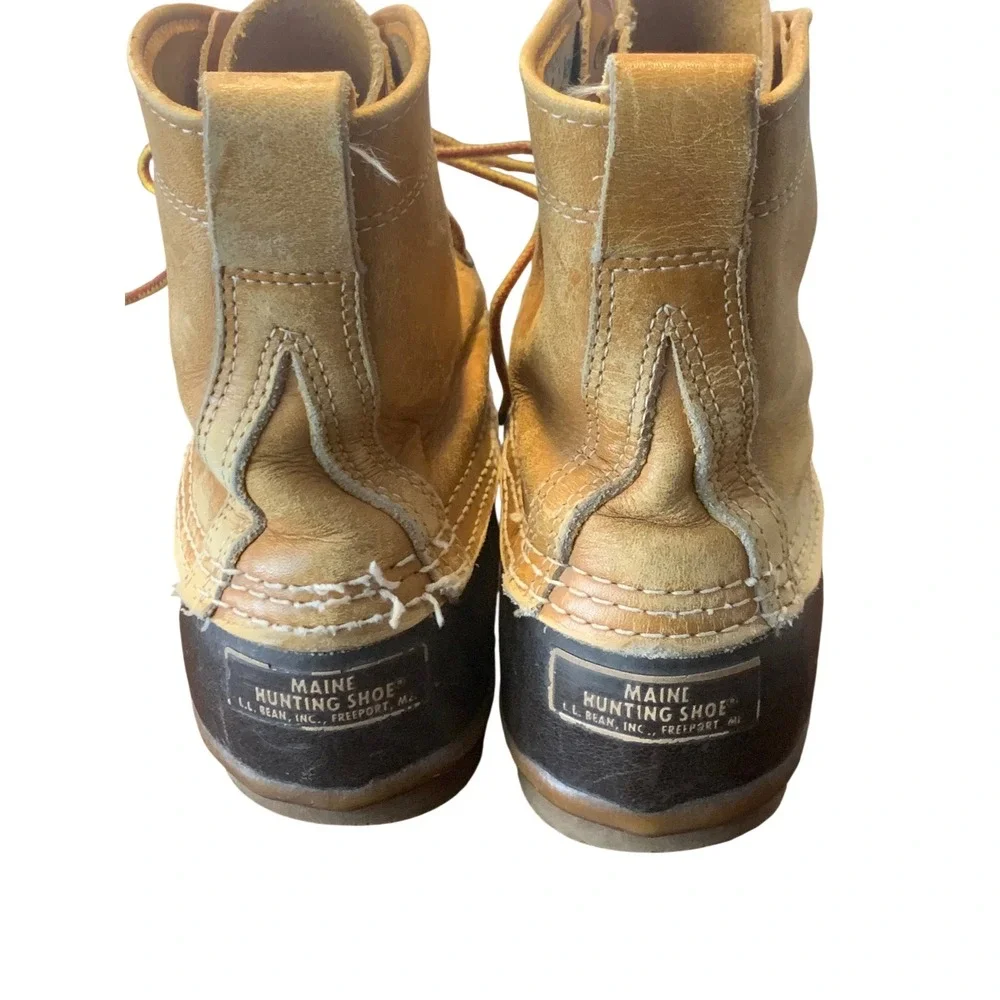 Vintage LL Bean Maine Leather Hunting Shoe Duck Boots Brown 9